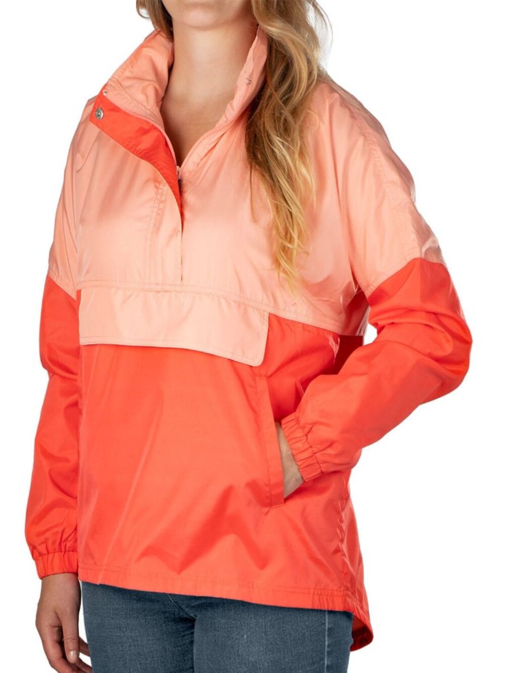 Lauren James Anorak Hooded Rain Jacket Coral Reef Pullover Anorak Large